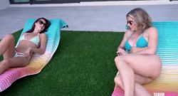 Lila Love and Cory Chase in teen daughter tanning with stepmom
